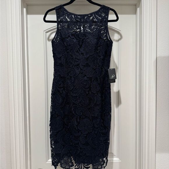 Adrianna Papell | Elegant Navy Lace Dress | Size: 2 | NWT - Picture 3 of 14